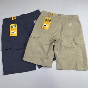 Lot Of 2 Carhartt Force Relaxed Fit Ripstop Cargo Shorts Mens 32 Grey/Beige NWT